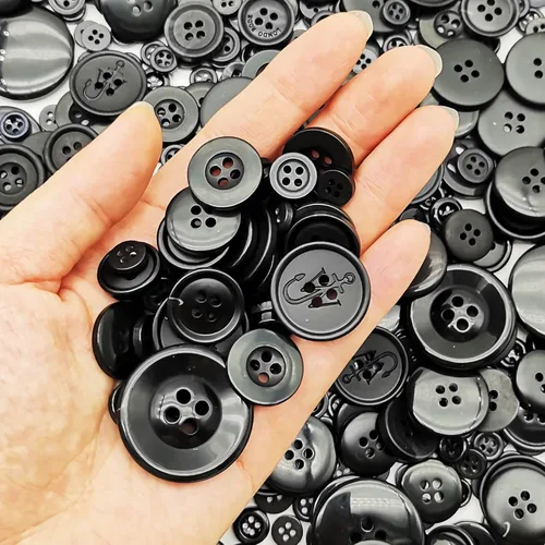 Miniatura 3 de 600-700 botones negros para manualidades, varios botones negros para manualidades, botón negro mixto para artes, manualidades, decoración de Navidad