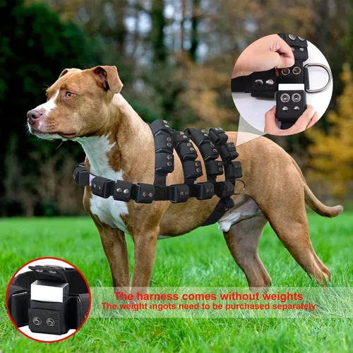 Miniatura 2 de Arnés para perros pequeños, medianos y grandes, sin tirones, chaleco con peso para perro, arnés táctico para perros Pit Bulls con bolsillos
