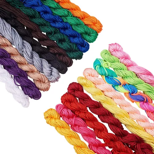 PH PandaHall Cuerda de nailon de 0.079 pulgadas (0.079 in), cordón de nudo chino, 19 colores, cuerda trenzada de hilo Kumihimo, hilo de cuentas con