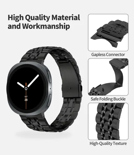 Miniatura 3 de Correas sin huecos compatibles con Samsung Galaxy Watch 8 de 1.575 pulgadas/1.732 pulgadas/Classic 1.811 pulgadas 2025, repuesto de metal de acero