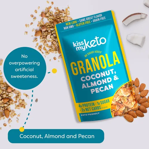 Miniatura 4 de Kiss My Keto Cereal de granola – Granola de coco y almendras pecanas Keto Granola baja en carbohidratos (0.07 oz neto) Granola baja en azúcar