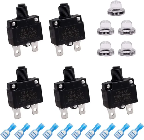 Miniatura 8 de mxuteuk 5 interruptores automáticos de 3 amperios con botón de reinicio manual de 125/250 V CA 32 V CC, interruptor protector de sobrecarga