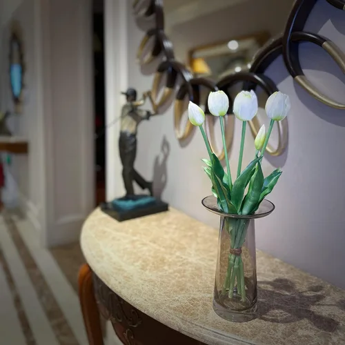 Miniatura 3 de Tulipanes falsos de tacto real premium de 16 pulgadas, flores artificiales con brotes, tallo flexible fácil de moldear, tulipanes sintéticos