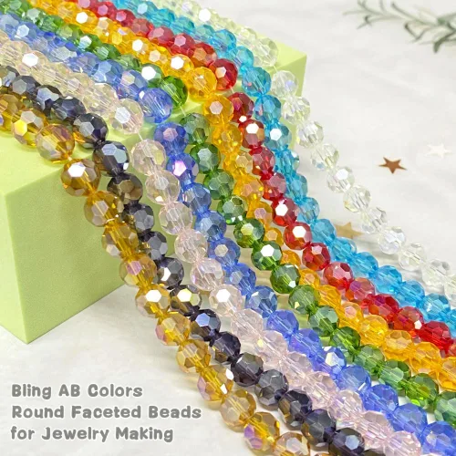 Miniatura 5 de 400 cuentas redondas de cristal de 0.157 pulgadas (0.157 in), espaciador facetado, cuentas de color AB para hacer joyas, manualidades, collares