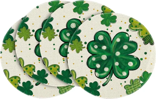 Miniatura 6 de Artoid Mode Dot Shamrock Luck of The Irish St. Patrick's Day - Juego de 4 manteles individuales de 12 x 18 pulgadas para decoración de fiestas