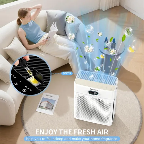 Miniatura 2 de Purificadores de aire para cobertura del hogar de hasta 2200 pies cuadrados, purificador de aire HEPA H13 con prefiltro lavable, modo mascota, Blanco