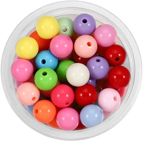 Miniatura 30 de 200 cuentas redondas acrílicas de 0.394 a 0.787 pulgadas (6 a 0.787 in) de color caramelo, cuentas espaciadoras sueltas para manualidades para hacer