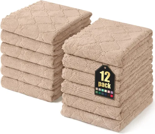 Miniatura 77 de Homaxy - Paquete de 12 trapos de cocina (10 x 10 pulgadas, morado), de terciopelo coral, supersuaves y absorbentes, de secado rápido, paño