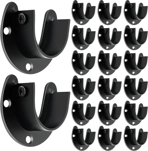 Miniatura 8 de Paquete de 6 soportes para barra de armario, 1-1/4 soportes para barra de armario, soportes de poste de acero inoxidable, soporte para barra
