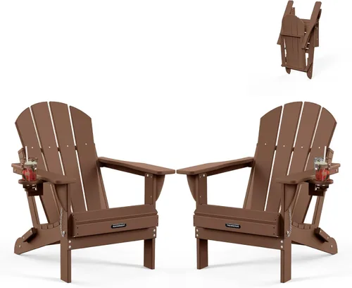 Miniatura 19 de MUCHENGHY Sillas Adirondack plegables, sillas de patio, sillas de césped, silla para exteriores, silla Adirondack de plástico, hoguera, resistente a