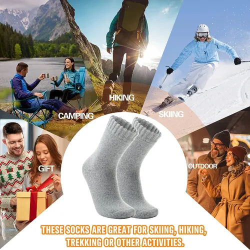 Miniatura 6 de 3 pares de calcetines térmicos cálidos para mujeres y hombres, calcetines de esquí de invierno con aislamiento para botas gruesas para clima frío