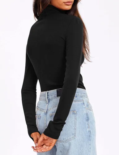 Miniatura 4 de SUNBS Camisas de manga larga de cuello alto para mujer, 3 piezas, cuello alto, moda de otoño, 2023, ajuste delgado, ropa interior térmica de invierno