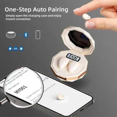 Miniatura 4 de Sleep Earbuds for Side Sleepers,Mini Invisible Wireless Earbuds for Small Ear Canals,Bluetooth 5.4,40H Battery, Noise Blocking,Waterproof,LED Power
