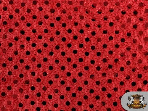 Tela de lentejuelas de color rojo intenso con lunares pequeños, 42 pulgadas de ancho, vendido por The Yard