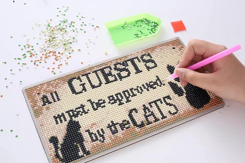 Miniatura 3 de Cartel colgante de pintura de diamante de gato 5D DIY – Colgantes de ventana de puerta de arte de taladro completo – Kit de arte de pared de jardín
