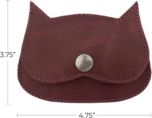 Miniatura 48 de Hide & Drink, Cartera en forma de gato, bolsa para monedas, soporte para dinero, accesorio de viaje, cuero de grano completo, hecho a mano, Negro