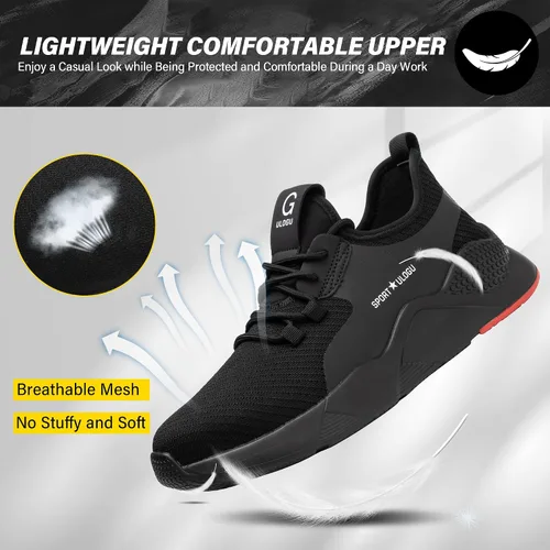Miniatura 5 de Zapatos de punta de acero impermeables para hombres y mujeres, zapatos de trabajo ligeros, zapatillas de seguridad cómodas a prueba de pinchazos