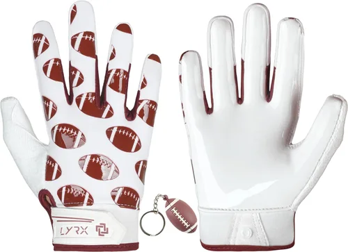 Miniatura 30 de Guantes de receptor de fútbol profesional LYRX con palma de silicona óptima, agarre antideslizante, control ultra adhesivo, deportivo, ligero