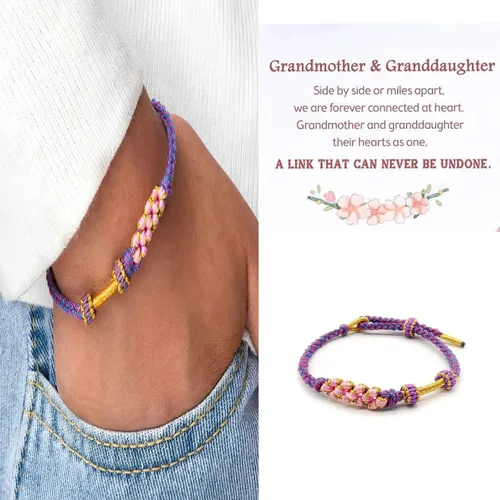 Miniatura 11 de Pulsera de nudo de cereza con texto en inglés «To My Granddaughter A Link That Can Never Be Undone», pulsera para nieta de la abuela, ajustable