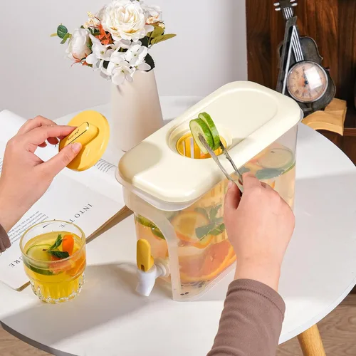 Miniatura 5 de Dispensador de bebidas de 1 galón para refrigerador, recipiente de agua con grifo, dispensador de agua de galón mejorado, jarra de té helado