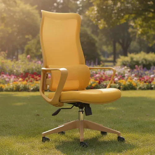 Miniatura 3 de Modern Executive Office Chair with Adjustable Height Lumbar Support 3D Armrests Ergonomic Curved Back Swivel Base Conference Room Task Chair Yellow