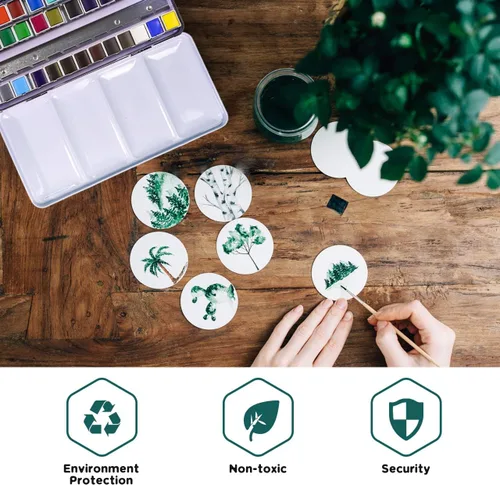 Miniatura 7 de Juego de pintura de acuarela sólida de 36 colores con cepillo de agua recargable, medias sartenes de grado artístico en caja de lata, kit