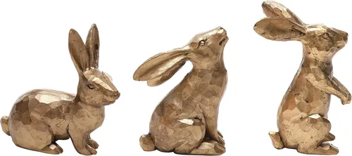 Miniatura 9 de DN DECONATION Decoraciones de Pascua, figuras de conejo blanco, estatuas de conejo de Pascua Wabi Sabi, juego de 2 para mesa de primavera
