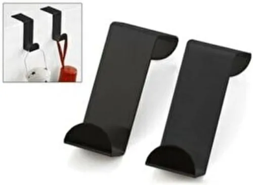 Paquete de 4 ganchos reversibles de acero inoxidable para cajones de gabinete, oficina, cocina, toalla, perchero (negro)