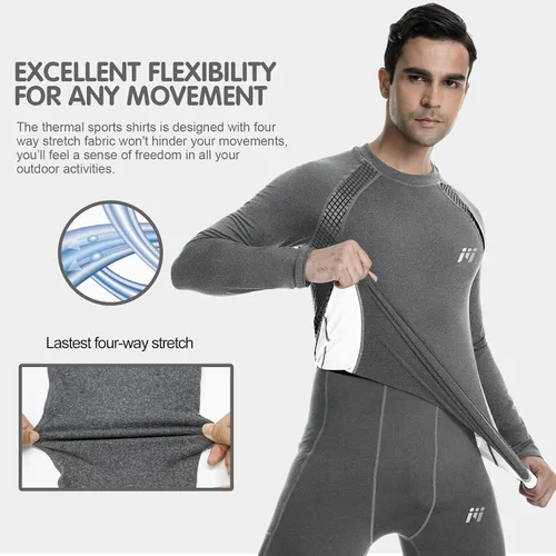 Miniatura 4 de MEETWEE Paquete de 4/5 camisas de compresión térmica para hombre, manga larga, forro polar, capa base, equipo de entrenamiento de invierno