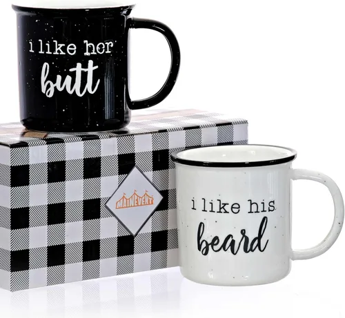 Miniatura 11 de MAINEVENT Juego de Tazas para Parejas "Hagamos Café Juntos" 11 Onzas, Regalo de Boda para Parejas Casadas