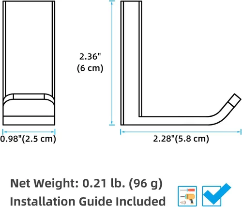Miniatura 2 de Aomasi Gancho para toalla, color negro mate, soporte para toalla de mano de baño de acero inoxidable 304, soporte de pared para colgar ropa Mate