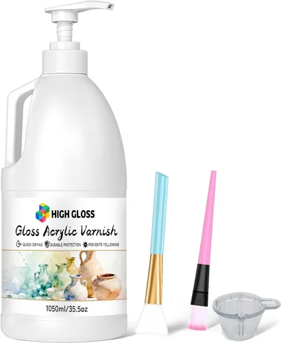 Miniatura 7 de Barniz acrílico brillante con bomba, sellador transparente de alto brillo para pinturas acrílicas, secado rápido, a base de agua, no tóxico