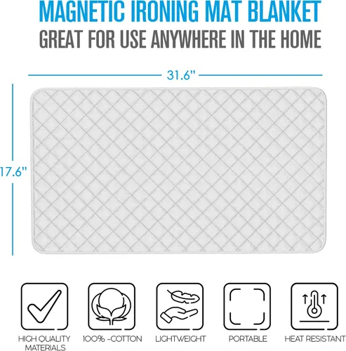 Miniatura 4 de Houseables, funda para planchar, esterilla magnética para lavado, de 32 1/2 x 17 pulgadas, gris, tipo acolchada, funda resistente al calor, a