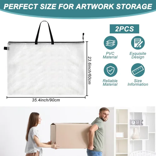 Miniatura 2 de Funda de cartera de arte de 24 x 36 pulgadas, bolsa de almacenamiento para pósteres grandes, bolsa de almacenamiento con cremallera y asa, carpeta