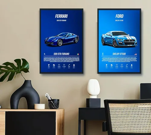 Miniatura 8 de 9 pósteres de súper autos para habitación de niños, decoración de pared de autos deportivos, arte de pared de autos de carreras para hombres