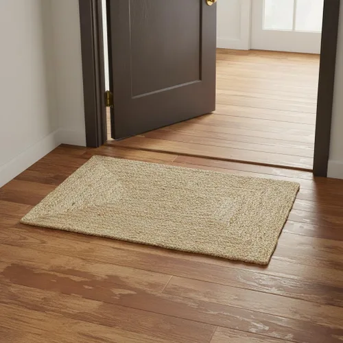 RedEarth · Alfombra rectangular - 2'x3' de yute natural trenzada con respaldo antideslizante - Alfombra boho tejida a mano para dormitorio, cocina,