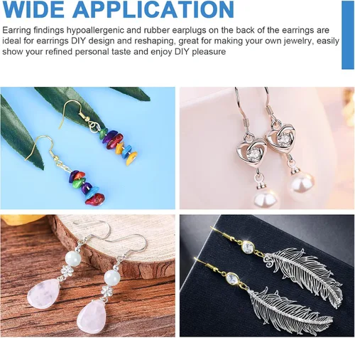 Miniatura 3 de Ganchos para aretes de plata de ley 925, kit de 750 piezas de ganchos para aretes; 250 piezas/125 pares de ganchos hipoalergénicos para aretes