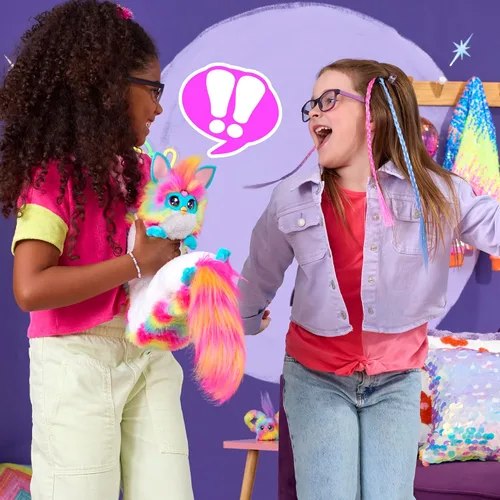 Miniatura 10 de FURBY Juguete Interactivo DJ, Peluche Electrónico Súper Suave Arcoíris con Música, Luces, Movimiento y Juegos, Habla Inglés y Furbish, 32 Pulgadas