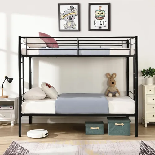 Miniatura 4 de Litera de metal individual sobre cama individual para niños, niñas, adolescentes y adultos, base de cama de tamaño individual con barandilla