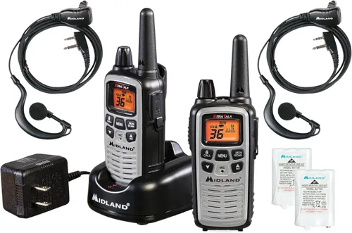 Midland LXT600VP4 FRS Walkie Talkies para Negocios – Radios de Dos Vías de Largo Alcance de 36 Canales con Auriculares y Base de Carga, Alertas