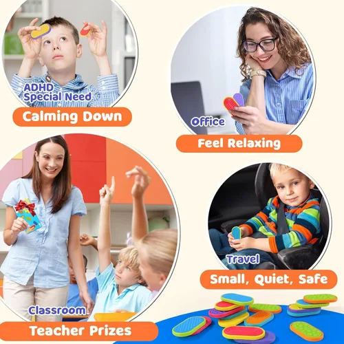 Miniatura 6 de Juguetes magnéticos sensoriales para niños: paquete de 18 deslizadores magnéticos de silicona texturizada para niños con autismo, imprescindibles