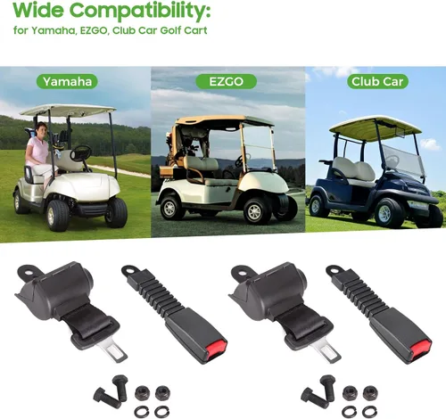 Miniatura 7 de 10L0L Kit de cinturones de seguridad universales para Yamaha EZGO Club Car Golf Cart, cinturones de seguridad legales retráctiles de 42 pulgadas