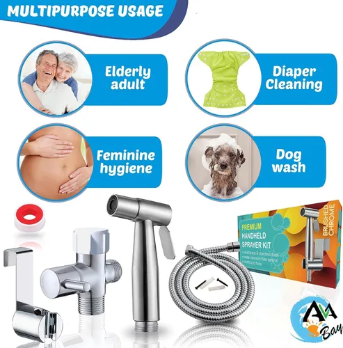 Miniatura 7 de Pulverizador de bidé de alta calidad – Pulverizador de chorro de mano para inodoro Presión de agua ajustable Pulverizador de acero inoxidable a
