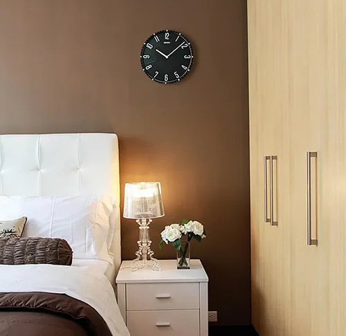 Miniatura 4 de SEIKO QXA818KRH Reloj de pared con estampado de vidrio sin tictac, negro, 12 pulgadas