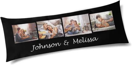 Miniatura 14 de InterestPrint Funda de almohada corporal personalizada de 21 x 60 pulgadas, con nombre de imagen, imagen, texto, funda de almohada corporal para N.º