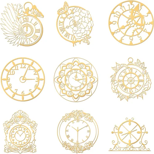 Miniatura 14 de OLYCRAFT Calcomanías temáticas de ala de ángel, 9 calcomanías de metal de latón dorado de 1.6 x 1.6 pulgadas para álbumes de recortes, manualidades