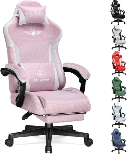 Miniatura 11 de GTPLAYER Silla de juegos con reposapiés, silla de juegos grande y alta, silla de oficina de computadora con soporte lumbar para adultos, silla