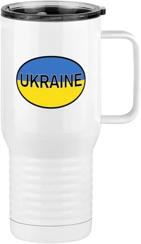 Miniatura 22 de Just So Posh Vaso de bandera de país, diferentes banderas ovaladas europeas en cada lado, taza de café de viaje con asa y tapa deslizante
