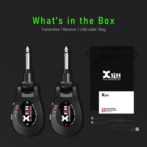Miniatura 8 de Xvive U2 - Sistema inalámbrico para guitarra recargable de 2.4GHz - Transmisor y receptor inalámbricos para guitarra eléctrica y bajo FUNDA U2