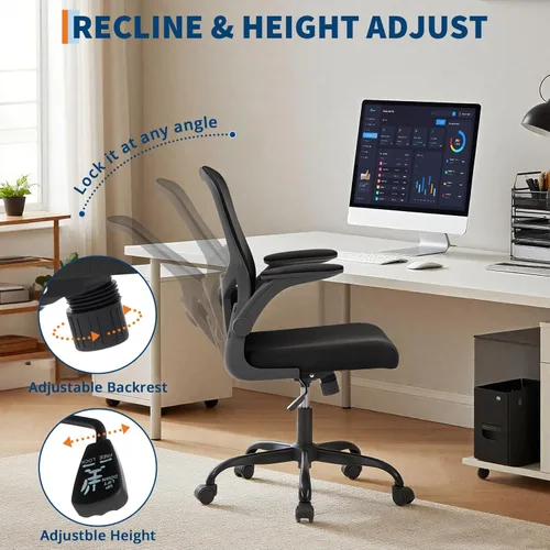 Miniatura 7 de Silla de oficina con reposabrazos 2D ajustable, silla de escritorio de malla con soporte lumbar 2D, silla de escritorio ejecutiva para computadora